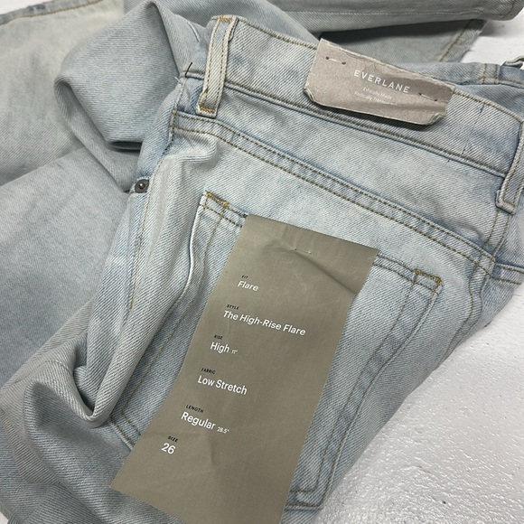 Everlane The High Rise Flare Jeans Denim Blue Jean Light Wash High Rise New 26 - Picture 5 of 12